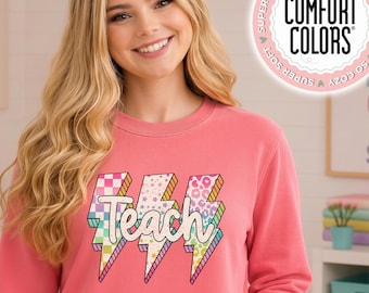 Teacher Shirt, Teach Tee, Comfort Colors Shirt, Retro Teacher Sweatshirt, Teacher Hoodie, Teacher Gift, Graphic Teacher Tee