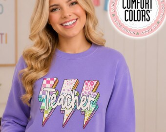 Teacher Shirt, Comfort Colors Tee, Retro Teacher Sweatshirt, Teacher Hoodie, Graphic Teacher Shirt, Cute Teacher Gift