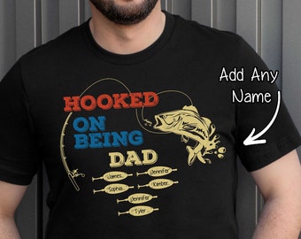 Custom Tshirt, Father Day Fishing, Gift for Dad Grandpa Papa Men Uncle ANY NAME, Personalized Gifts Graphic Tee Birthday Gift Christmas Gift