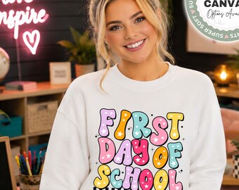 First Day of School Teacher Shirt, Back to School Teacher Tee, Retro Teacher Sweatshirt Hoodie, Cute Teacher Team Shirt