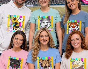 Custom Mascot Shirt, Custom Team Spirit, Preppy Game Day Shirt, Bella Canvas, School Pride, Preppy Team Shirt, Bright Game Day, School Tee