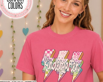 Kindergarten Teacher Shirt, Comfort Colors Tee, Retro Teacher Sweatshirt, Teacher Hoodie, Cute Teacher Gift, Graphic Tee