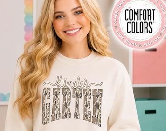 Kindergarten Teacher Shirt, Camo Teacher Tee, Comfort Colors Shirt, Retro Teacher Sweatshirt, Teacher Hoodie, Teacher Gift