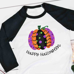 Happy Halloween Pumpkin Shirt, Cute Halloween Shirt, Girls Halloween Tee, Kids Halloween Tee, Halloween Shirt for Her,Family Matching,Raglan