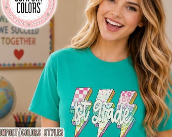 1st Grade Teacher Shirt, First Grade Teacher Tee, Comfort Colors Shirt, Retro Teacher Sweatshirt, Teacher Hoodie, Teacher Gift