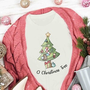 Patchwork O Christmas Tree Shirt, Womens Christmas Shirt, Holiday Shirt for Her, Merry Christmas Family Matching Shirt, Christmas Tee