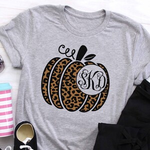 Fall Leopard Pumpkin Shirt Monogram 