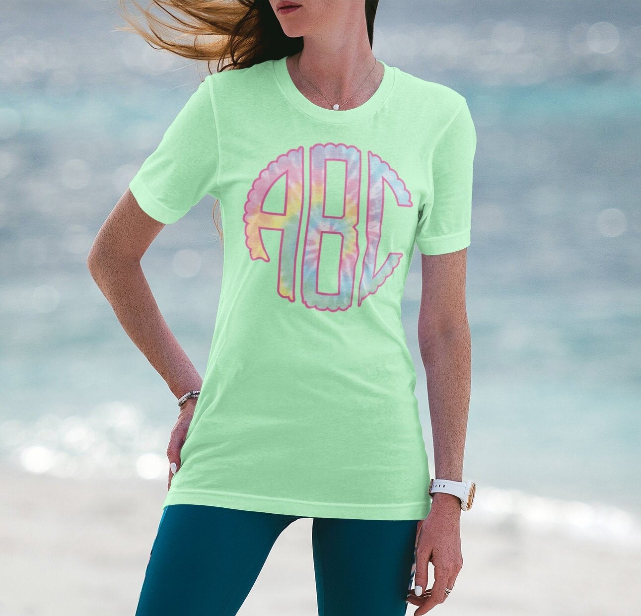 BIG Monogram Pastel Tie Dye Tee 