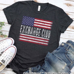Exchange Club Custom Design Patriotic Flag Shirt, Personalized Custom Text Shirt with Kids Names, Father&#39;s Day Gift, Fathers Day Shirt