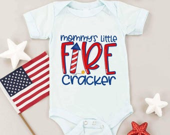 Mommy's Little Firecracker Shirt, Infant Tee, Toddler Patriotic Shirt, Boys 4th of July Shirt, Independence Day Shirt, Red White Blue Shirt
