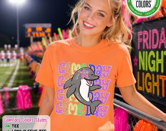 Dolphin Game Day Shirt, Dolphin School Spirit Shirt, Comfort Colors Tee, Sweatshirt, Hoodie, Football, Cheer, Band Spirit Wear
