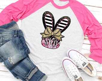 Monogram Bunny Ears Easter Shirt - Custom Family Matching Tee