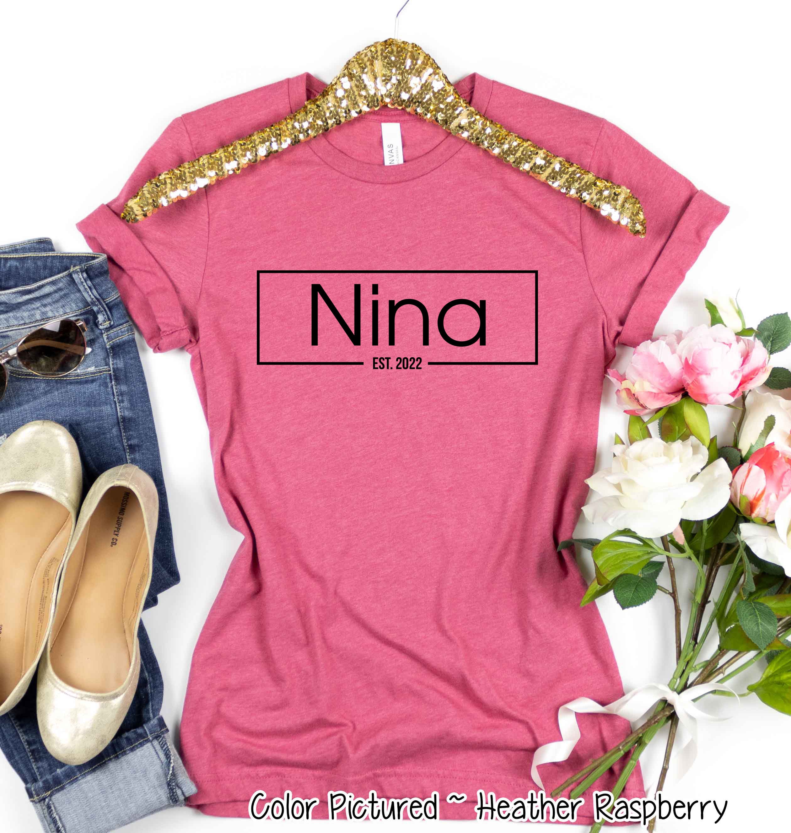 Nina Est Shirt, Custom Nina Shirt, Nina Cute T Shirt, Gift for New Nina, Mothers Day Gift For Her, Cute Mom Gift,    Christmas Gift