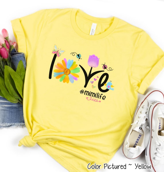 Woman Mom Love Mimi Life Mimilife Heart Floral Gift T-Shirt Woman Mom Love Mimi Life Mimilife Heart Floral Gift T-Shirt