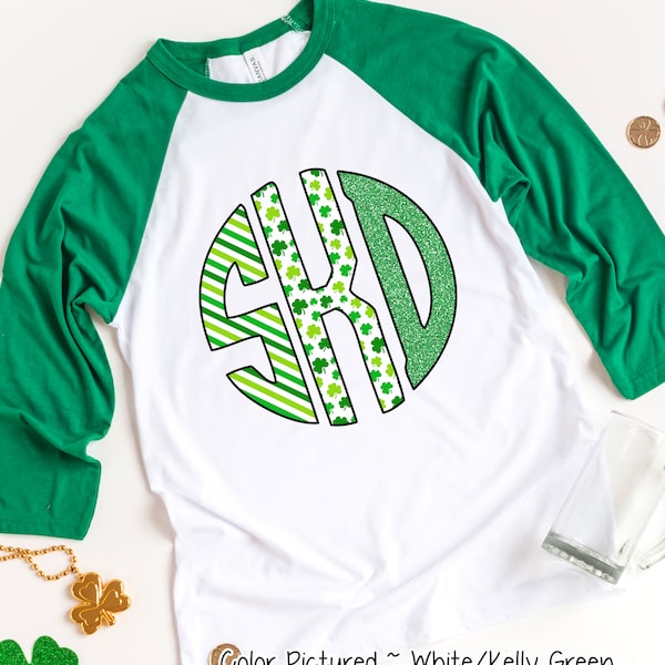 Big Monogram St Patrick's Day Shirt, Personalized Shamrock Shirt, Saint Patricks Day Shirt, St Patricks Family Matching Shirt, Raglan Tee