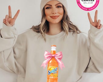 Coquette Sunkist Sweatshirt, Pink Bow Orange Soda Shirt, Preppy Pink Bow Tee, Trendy Soda Tee,Fun  Sunkist Lover Gift,Funny Soda Hoodie