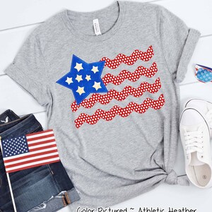 Ric Rac Flag Shirt, Patriotic 4th of July Shirt, Independence Day Shirt, American Flag Shirt, Red White Blue Shirt, Freedom T Shirt for Her