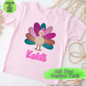 パーソナライズされた感謝祭シャツ、女の子の感謝祭シャツ、幼児用七面鳥Tシャツ、ベビーTシャツ、秋の幼児用シャツ、キッズ秋シャツ、七面鳥シャツ