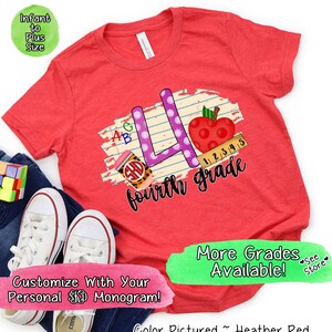 Personalized Back To School Shirt, Monogram Shirt, 4th Grade Shirt, Fourth Grade Shirt,First Day of School Shirt,Custom Back to School Shirt