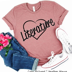 Heart Outline Literature Teacher Shirt, Teacher Team Shirts, Gifts For Teachers, First Day of School Tee,Back to School Shirt,100 Days Shirt