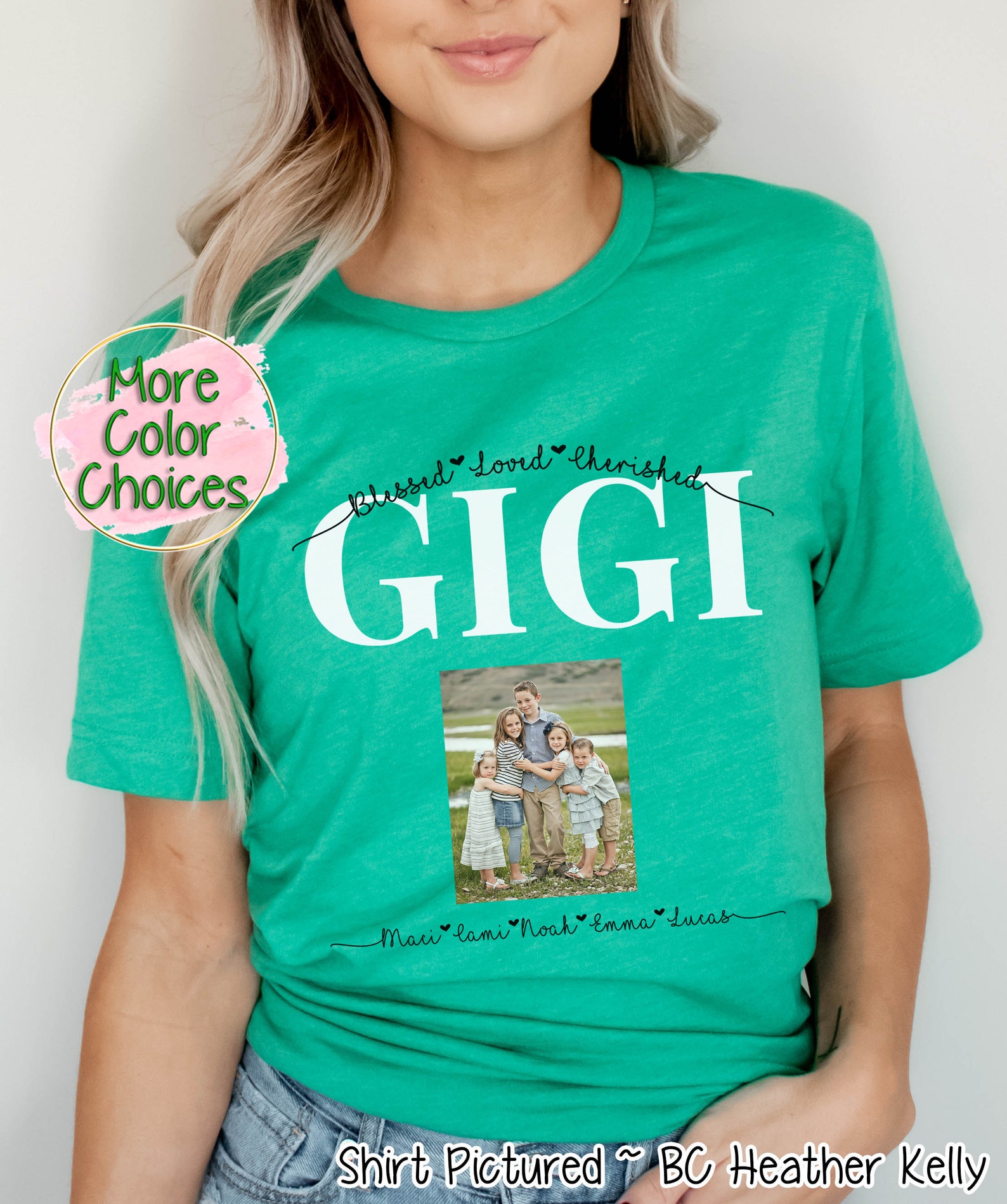 Custom Gigi Shirt Photo Kids Names Shirt Custom Photo Gift | Etsy