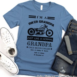 Biker Grandpa Shirt, Personalized Grandpa Shirt, Gift for Grandpa, Shirt with GrandKids Names, Fathers Day Shirt, Birthday Gift For Him