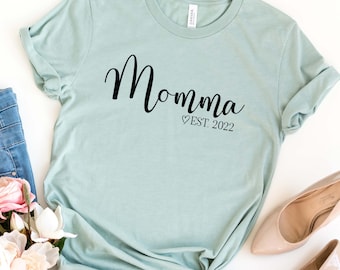 Momma Est Shirt, Custom Momma Shirt, Momma Cute T Shirt,Gift For Mom, Mothers Day Gift For Her, Cute Mom Gift,    Christmas Gift