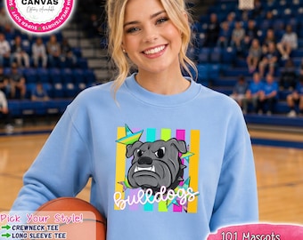 Camiseta con la mascota del Bulldog / Camiseta con el espíritu del Bulldog / Sudadera del Bulldog / Sudadera con capucha del Bulldog / Camiseta con el espíritu escolar / Ropa de equipo