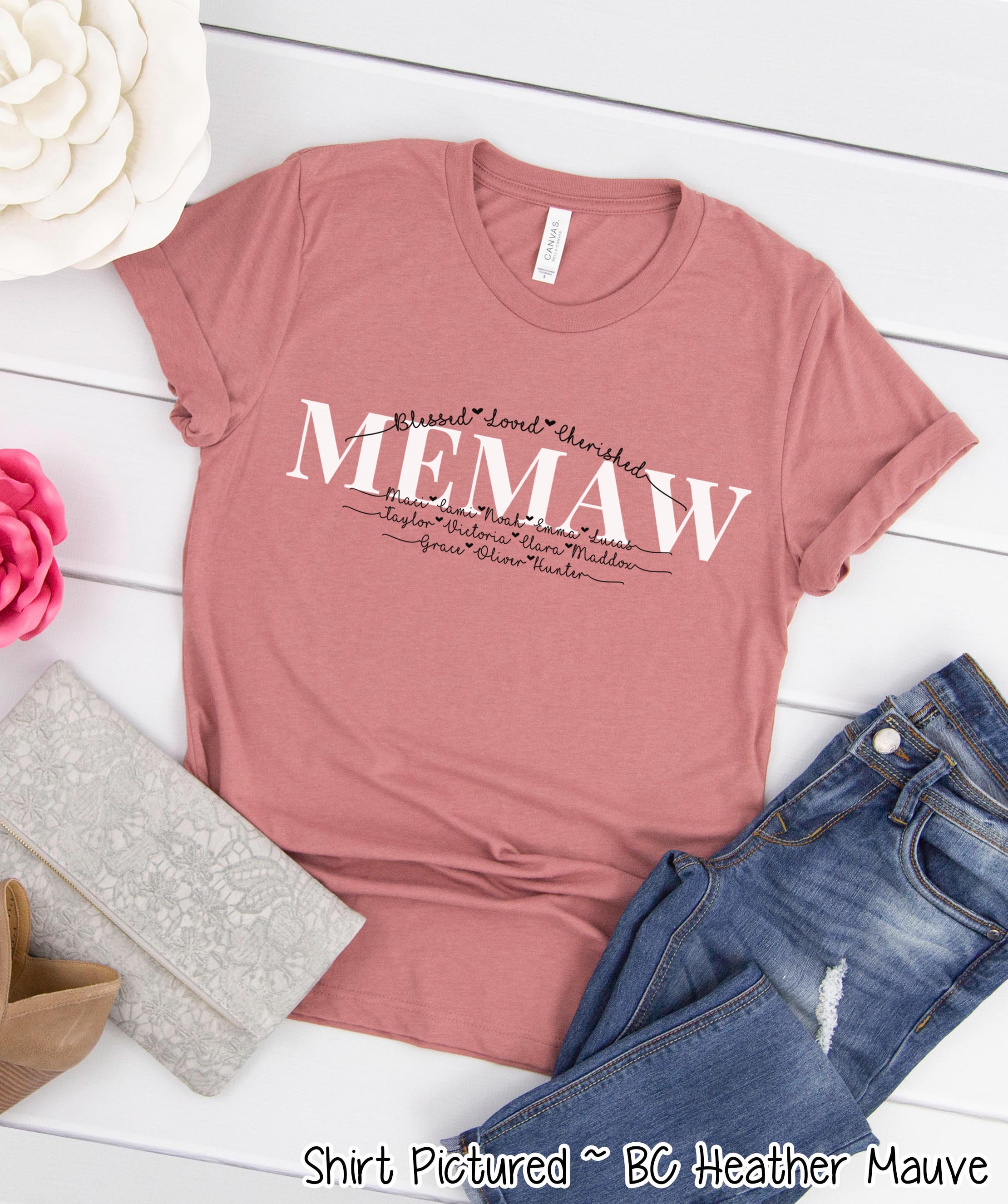 Custom Memaw Shirt Kids Names Shirt Mothers Day Gift For Her Etsy