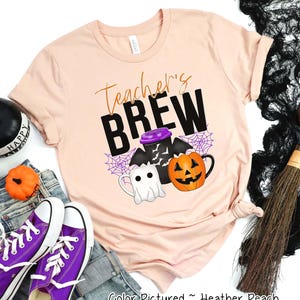 Maglietta di Halloween per insegnanti, maglietta di Halloween per insegnanti, maglietta di Halloween per insegnanti, maglietta di Halloween per insegnanti divertente, maglietta per amanti del caffè immagine 1