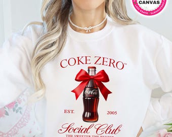 Coquette Coke Zero Sweatshirt Red Bow Coke Zero Shirt Coke Social Club Tee Trendy Soda Tee Fun Coke Lover Gift For Her Cute Coke Zero Hoodie