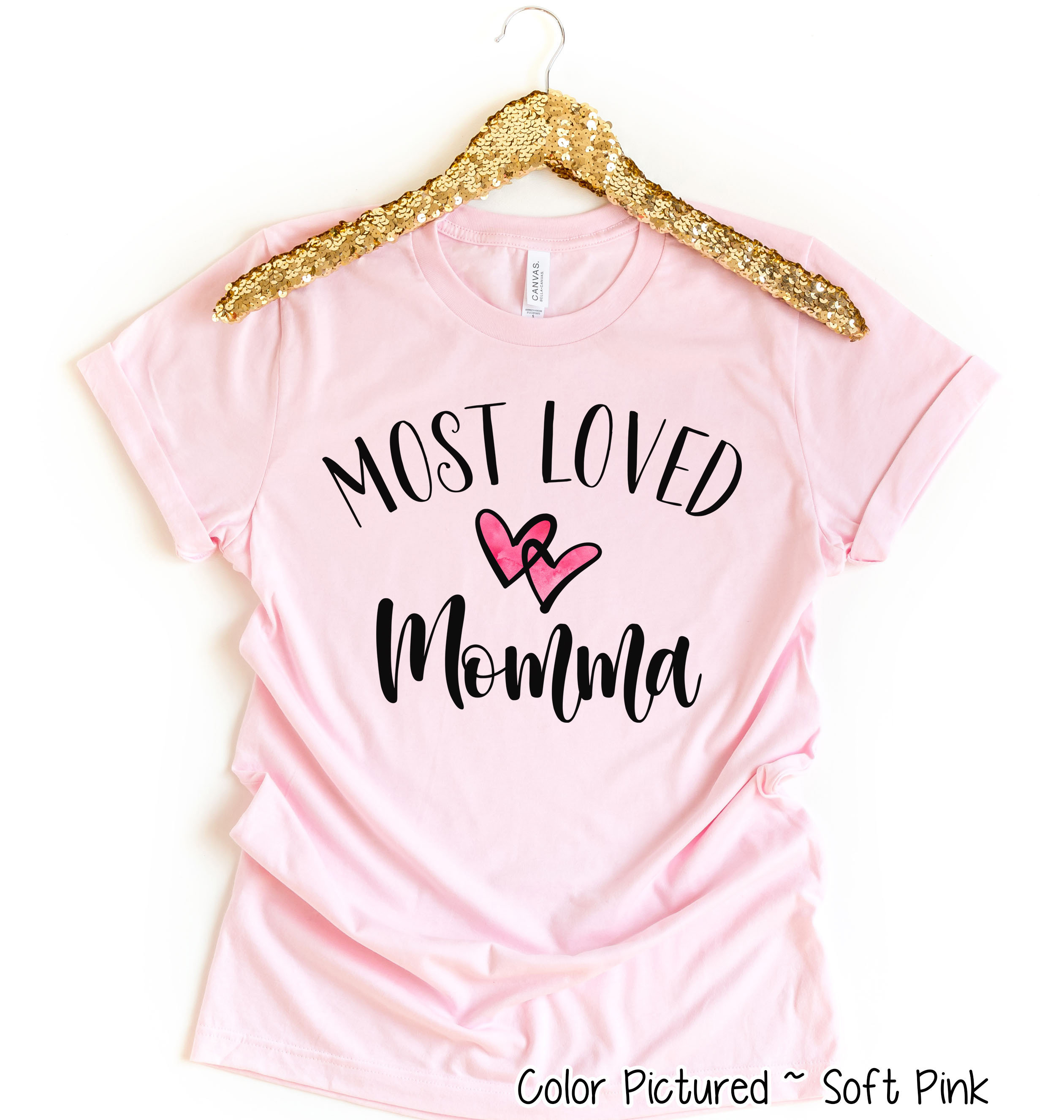 トップスカード Most Loved Momma Shirt, Custom Momma Shirt, Momma Cute T