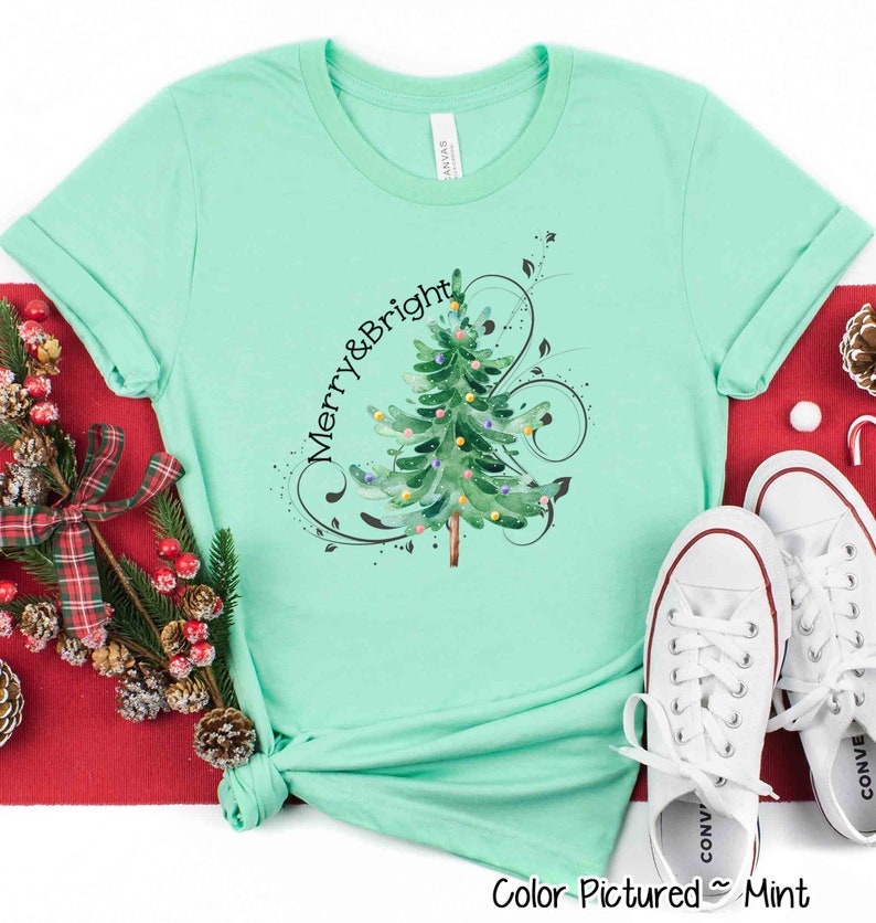 Merry And Bright Christmas Tree Women's Tshirt