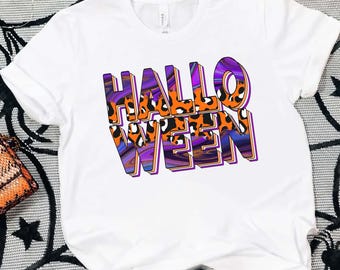 Halloween-shirt luipaard, leuk Halloween-shirt, Halloween-T-shirt meisjes, Halloween-T-shirt voor kinderen, Halloween-shirt voor haar, bijpassende T-shirt voor familie