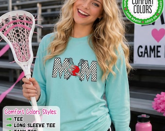 Camiseta de mamá de lacrosse, camiseta Comfort Colors, regalo para mamá de equipo, camiseta para el día del partido, sudadera con capucha de lacrosse, mamá deportista