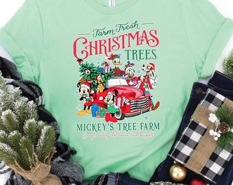 Farm Fresh Christmas Trees Shirt, Christmas Mickey And Friends Truck Shirt, Mickey Tree Farm Tee, Disney Party Tee, Disney Vacation Shirt