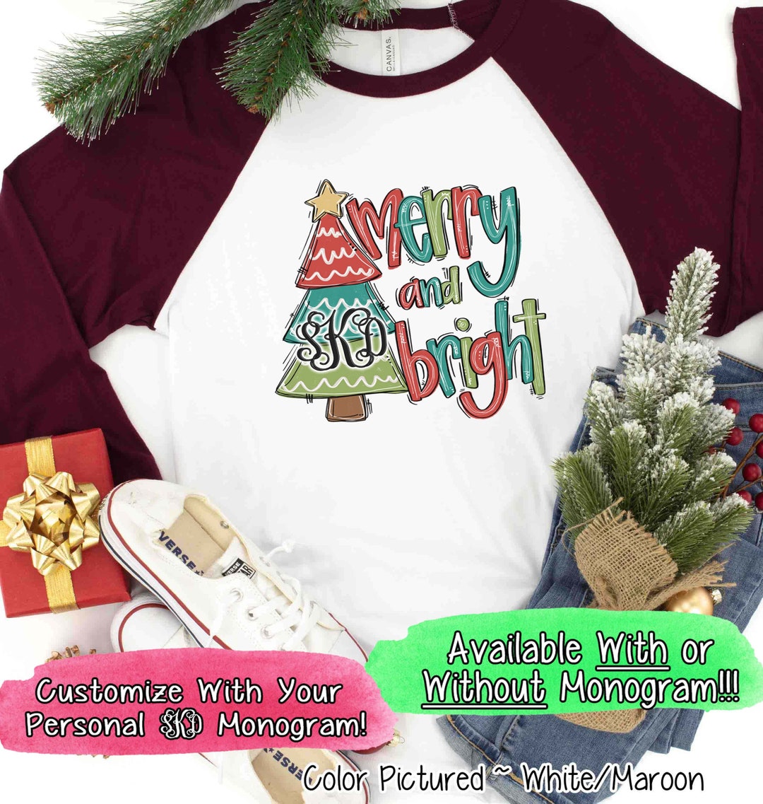 Buy Merry Bright Christmas Tree Shirt, Personalized Womens