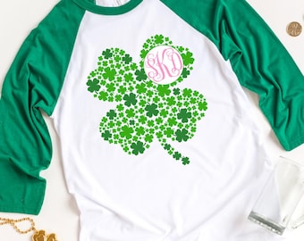 St Patrick's Day Raglan-skjorta - Personlig Shamrock-design