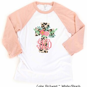 Monogram Leopard Cross Custom Easter Tee, Christian Easter Shirt, Cute Easter Shirt For Woman, Jesus Easter Shirt, Family Shirt, Raglan Tee