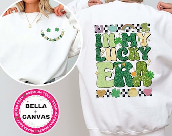 Sudadera "In My Lucky Era" para el Día de San Patricio, linda camiseta para mujer del Día de San Patricio, camiseta de la suerte, suéter de San Patricio, sudadera con capucha de trébol con estampado a doble cara