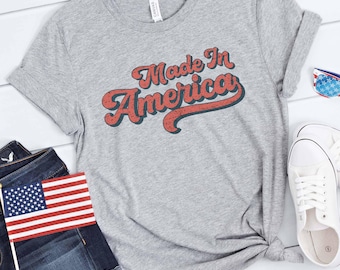 Shirt retro gemaakt in Amerika, 4 juli-shirt, Independence Day-shirt, shirt Amerikaanse vlag, rood wit blauw shirt, vrijheid T-shirt voor haar