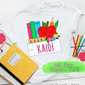 Personalized School Supplies Back To School Shirt, Toddler Back to School, Girls Kindergarten Shirt, Pre K Shirt, First Day of School Shirt