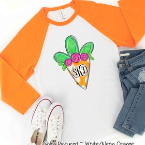 Monogram Easter Bunny Carrot Shirt, Easter Bunny Shirt, Girls Cute Easter Shirt For Woman, Custom Shirt,Easter Family Matching Shirts,Raglan