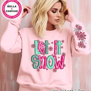 Let It Snow Sweatshirt, Cute Winter Sweatshirt, Sleeve Print Freezing Season Hoodie, Winter Season Hoodie, Cold Season Sweatshirt,Winter Tee