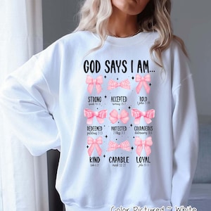 Coquette Pink Bow God Says Girly Sweatshirt, Preppy Pink Bow Faith Shirt, Girls Cute Shirt, Girly Girl Hoodie,Social Club Pink Bow Sweater