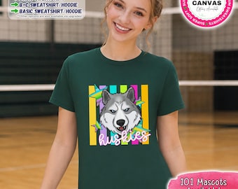 Camiseta con la mascota del husky / Camiseta con el espíritu del husky / Sudadera del husky / Sudadera con capucha del husky / Camiseta con el espíritu escolar / Ropa de equipo