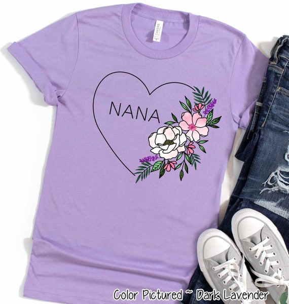 Blessed Nana T Shirt With Floral, Heart Mother's Day Gift T-Shirt Blessed Nana T Shirt With Floral, Heart Mother's Day Gift T-Shirt