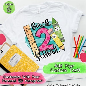 Personalized Back To School Shirt, Monogram Kindergarten Shirt, Toddler Back to School, Back to School,Pre K Shirt,First Day of School Shirt