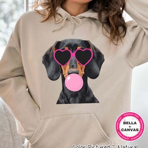 Preppy sweatshirt met bellenblaas teckel, trui teckel moeder, cadeau teckel minnaar, shirt Wiener hond moeder, hoodie Doxie Mama, grappige teckel afbeelding 2