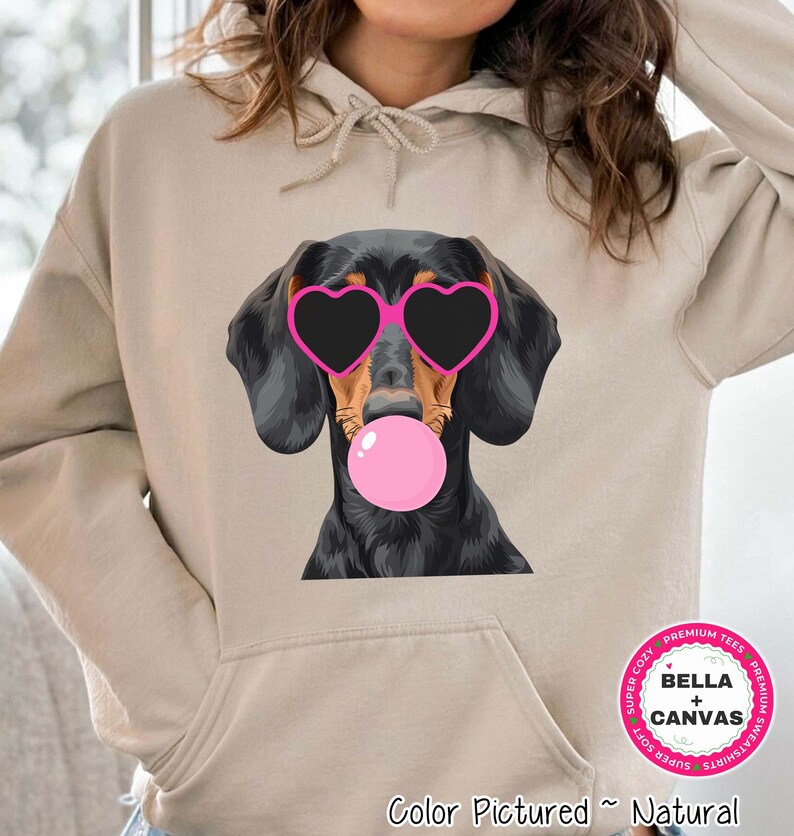 Preppy sweatshirt met bellenblaas teckel, trui teckel moeder, cadeau teckel minnaar, shirt Wiener hond moeder, hoodie Doxie Mama, grappige teckel afbeelding 2